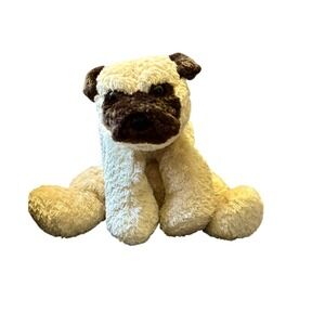 Mary Meyer Flip Flops Pug Dog Plush Stuffed Animal Cream Brown Gingham Bow 12in